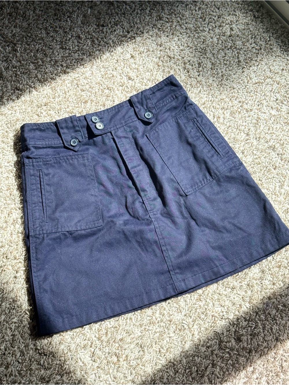 U.S. Polo Assn. Navy Button-Front Mini Skirt